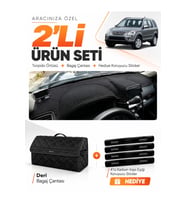 HONDA CR-V (2000-2006) Uyumlu Torpido Örtüsü + Deri Bagaj Çantası + Sticker Seti - Siyah