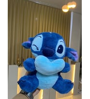 Stitch peluş 30 cm kalp tutan sevimli stitch (Mavi)