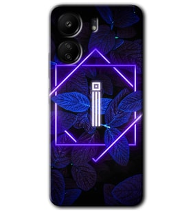 Xiaomi Redmi 13C Kılıf HD Desen Baskılı Kılıf - Dark Neon Yaprak İ Harfi