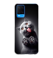 PrintiFy Oppo A54  ile Uyumlu 1mm Slim Fit Kedi 2 050c Baskılı Şeffaf  Kılıf