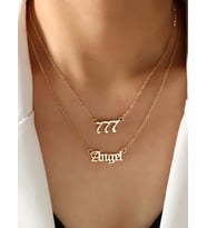 Altın Kaplama Çift Zincir Melek Sayısı 777 Angel Gümüş Kolye