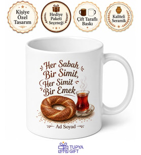 Simitçiye Gevrek Çıtır Simit Satanlara Sabah Kahvaltısı Kupa Bardak Hediye