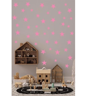 Pembe Yıldız Duvar Çocuk Odası Sticker Dekorasyon  3-4-5 Cm 100 Adet