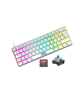 Trol Blue Switch Mini Rgb Oyun Klavyesi Gaming Mekanik 62 Tuşlu 18 Rgb Led Usb Tip-c Kablosu Beyaz