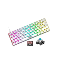 Trol Blue Switch Mini Rgb Oyun Klavyesi Gaming Mekanik 62 Tuşlu 18 Rgb Led Usb Tip-c Kablosu Beyaz