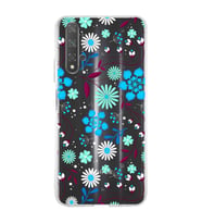 Huawei Honor 20 Uyumlu Kapak Flowers Tasarımlı Şeffaf Silikon Kılıf