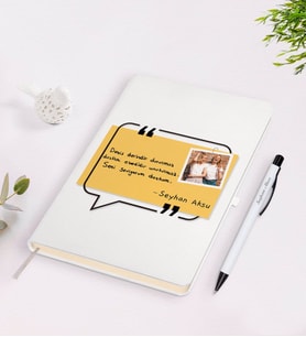 BK Gift Kişiye Özel Kendi El Yazın Mesajlı Fotoğraflı Beyaz Defter ve Kalem Hediye Seti-5