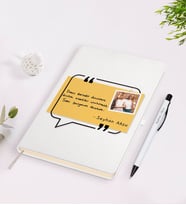 BK Gift Kişiye Özel Kendi El Yazın Mesajlı Fotoğraflı Beyaz Defter ve Kalem Hediye Seti-5
