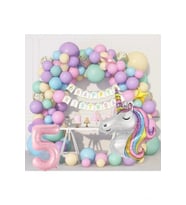 Kız Çocuklar Için 5 Yaş Unicorn Lüks Doğum Günü Parti Seti Süsü
