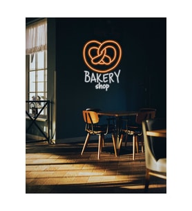 BAKERY shop Yazılı ve Şekilli Neon Tabela