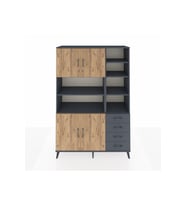 Hyperion Dolap 9 Raflı 4 Çekmeceli 4 Kapaklı 132x44x195 Antrasit-Çam/Antrasit