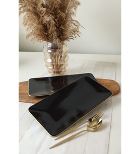 Keramika Siyah Gold Siera Kayık Tabak 33*17 Cm 2 Adet