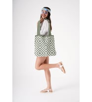 Chuba Kadın Etnik Desen Triko Örgü Gündelik Shopper El & Omuz Çantası CHAX810 Yeşil