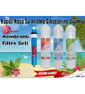 Su Arıtma Filtre Seti -Inline Set Lg Membran (En İyi Fiyatlı Set) (Krem)