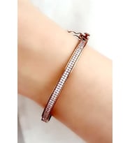 Pembe zirkon taşlı 925 ayar gümüş rose kelepçe bileklik