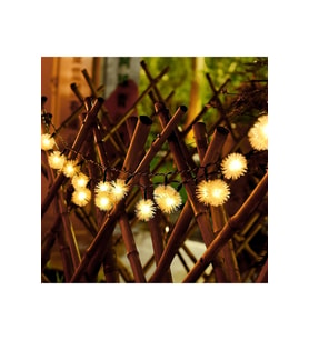 50 Ledli Güneş Enerjili Ponpon Bahçe ve Balkon Aydınlatması (Krem)