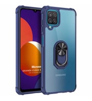 Microsonic Samsung Galaxy M12 Kılıf Grande Clear Ring Holder Lacivert