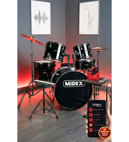 Midex CD900X-BK 22'' Yetişkin Akustik Bateri Davul Seti 22B-13T-12T-16F-14S (5 Parça)