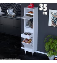 Eliusta Duru 35 cm Çok Amaçlı Mutfak Dolabı Sepetli Kapaklı 2 Çekmeceli Dolap Banyo Kirli Çamaşır Dolabı