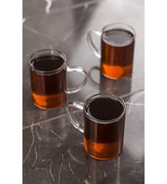 3'lü Borosilikat Isıya Dayanıklı Termisil Cam Kupa Bardak (3 x 200 ml) (Şeffaf)