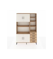 Arges Dolap 9 Raflı 4 Çekmeceli 4 Kapaklı 132x30x195 Çam-Aytaşı/Çam