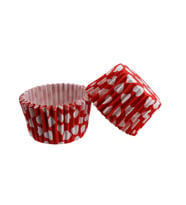 Cupcake Kalıbı Pet Kapsül  Kek Kalıbı 48X34 MM (100 Adet)  Kırmızıya Beyaz Kalp Desenli