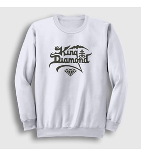 Presmono Unisex Beyaz Logo Rock King Diamond Sweatshirt 485473tt (Beyaz)