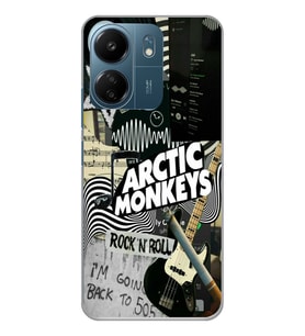 Xiaomi Redmi 13C Uyumlu Arctic Monkeys Kolaj Desenli Şeffaf Telefon Kılıfı