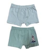 Mint Pamuklu Erkek Çocuk 2'li Boxer Seti (Mint Yeşil)
