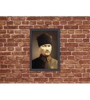 Ahşap Kendinden Çerçeveli Tablo - Atatürk-3, Standart - 20x28cm