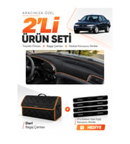 e-biz FORD MONDEO ÇUKURLU (1993-1996) Uyumlu Torpido Örtüsü + Deri Çanta - Siyah-Kahverengi - FO020