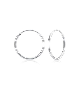 Gümüş 14 mm ince taşsız halka küpe