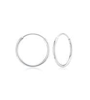Gümüş 14 mm ince taşsız halka küpe
