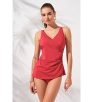 Mara Kruvaze Formlu Tankini Takım (Kırmızı)