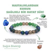 Mystic Energy Sağlık ve Şifa Tılsım Bilekliği (Azurit, Dumanlı Kuvars, Aventurin Taşı Uniseks Doğaltaş Bileklik)
