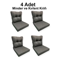 4 Adet Bahçe Balkon Mobilyası Minderi Kılıfı antrasit(4 ADET MİNDER, 4 ADET KIRLENT Yanlızca Kılıf G