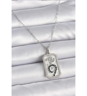 pilelistore 316L Çelik Gümüş Renk Zincir Akrep Burcu Zirkon Taşlı Kadın Kolye - TJ-BKO9453