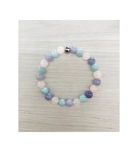MK TASARIM GERÇEK, PEMBE KUVARS, MAVİ KUVARS, MOR KUVARS BİLEKLİK MKT064