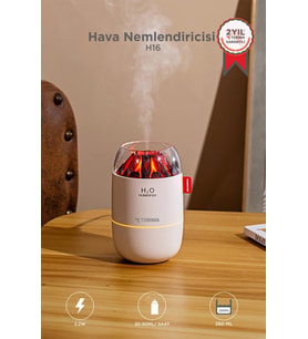 Torima Hava Nemlendiricisi Buhar Makinesi Led Işıklı Odun Ateşi Efektli 280 ML H16 Beyaz
