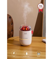 Hava Nemlendiricisi Buhar Makinesi Led Işıklı Odun Ateşi Efektli 280 ML H16 Beyaz