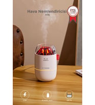 Torima Hava Nemlendiricisi Buhar Makinesi Led Işıklı Odun Ateşi Efektli 280 ML H16 Beyaz