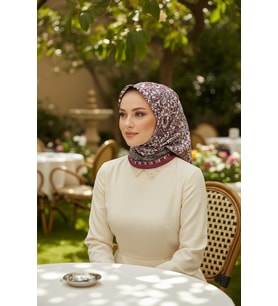 Etnik Desen Bordo Soft Pamuk Eşarp (Standart)