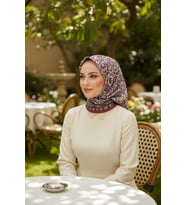 Etnik Desen Bordo Soft Pamuk Eşarp (Standart)