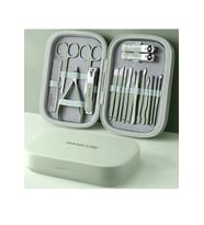 Su Yeşili 18 Parça Manikür-Pedikür Set Batık Tırnak Çıkarıcı ve Yüz Bakım Seti Çok Fonksiyonlu Çantalı Set no:7