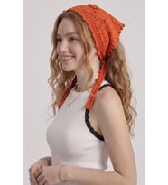 Kadın File Örgü Dantel Görünümlü Çok Amaçlı Bandana Yazlık Plaj Uyumlu Delikli Triko Saç Bandanası Ve Bel Aksesuarı
