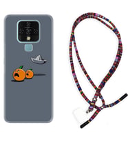 Tecno Camon 16 18P Pova Kılıf Boyun Asklı Rasta Silikon Orange Escape 1374