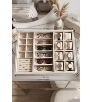 XLarge Krem Kadife Takı Organizer Tablası, Saat, Gözlük, Yüzük ve Küpe için