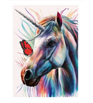 Unicorn Ve Kelebek Desenli Ahşap Tablo