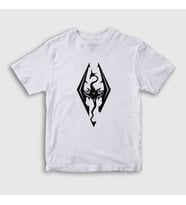 Presmono Unisex Çocuk Beyaz Skyrim Oyun The Elder Scrolls V T-Shirt 432618tt (Beyaz)