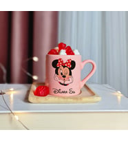 Minnie Mouse Tasarımlı Kişiye Özel Pembe Türk Kahvesi Fincanı